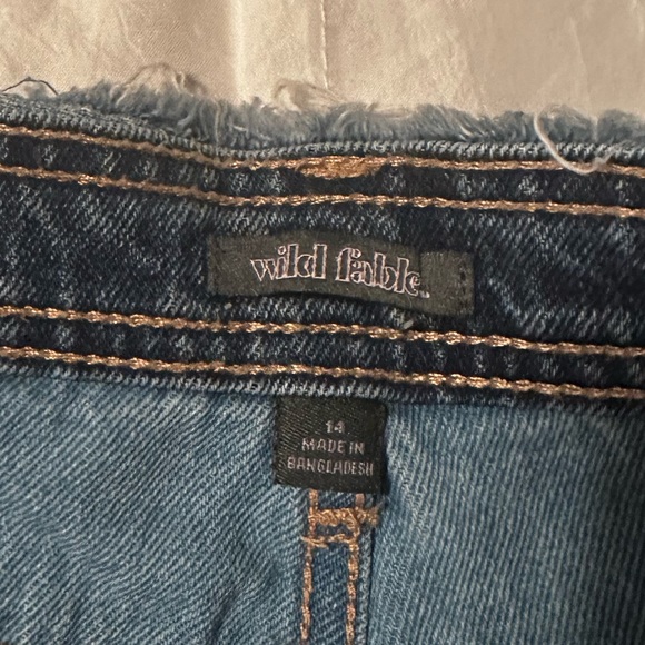 Target Wild Fable patchwork denim shorts size 14 high rise - Picture 2 of 3